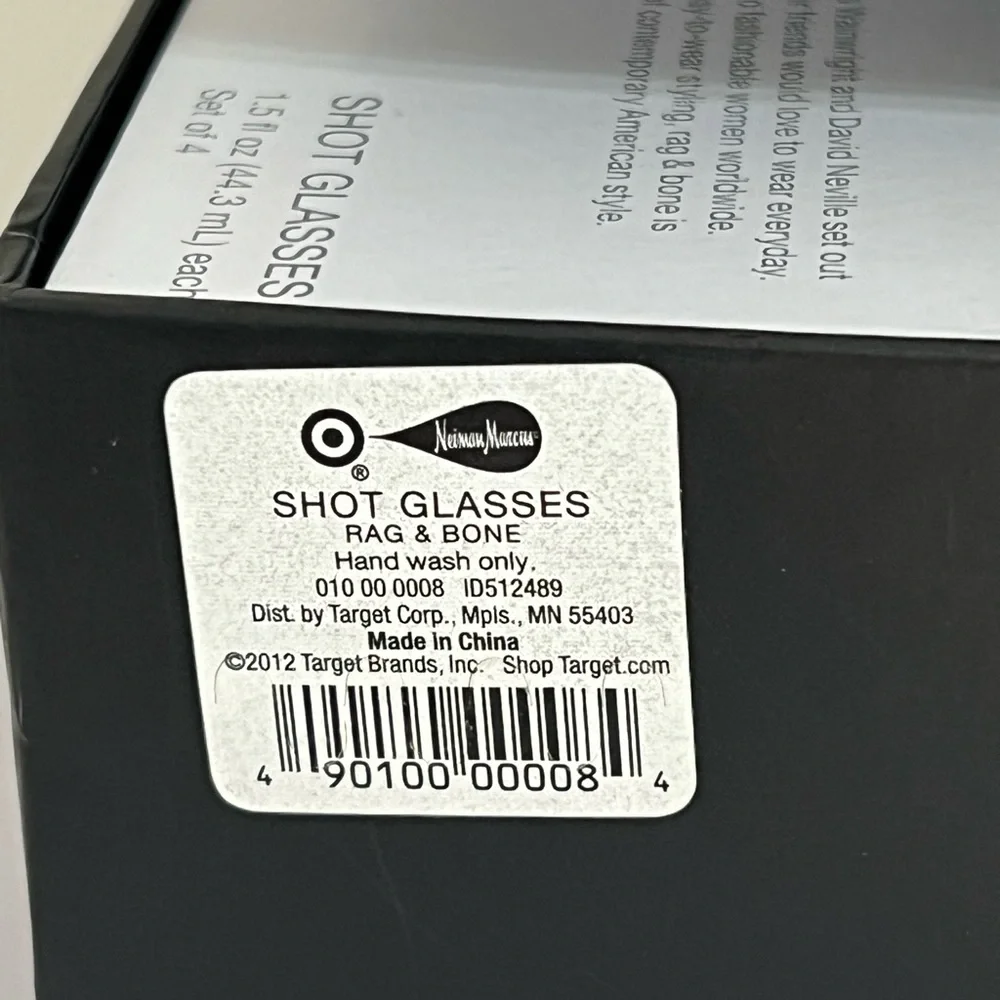 Rag & Bone x Neiman Marcus x Target Collaboration Shot Glasses Set of 4